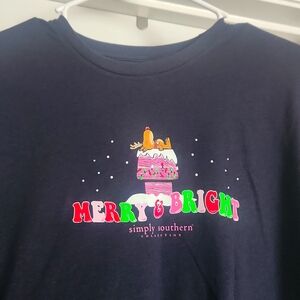 New Simply Southern Girls Christmas Long Sleeve Merry and Bright Shirt